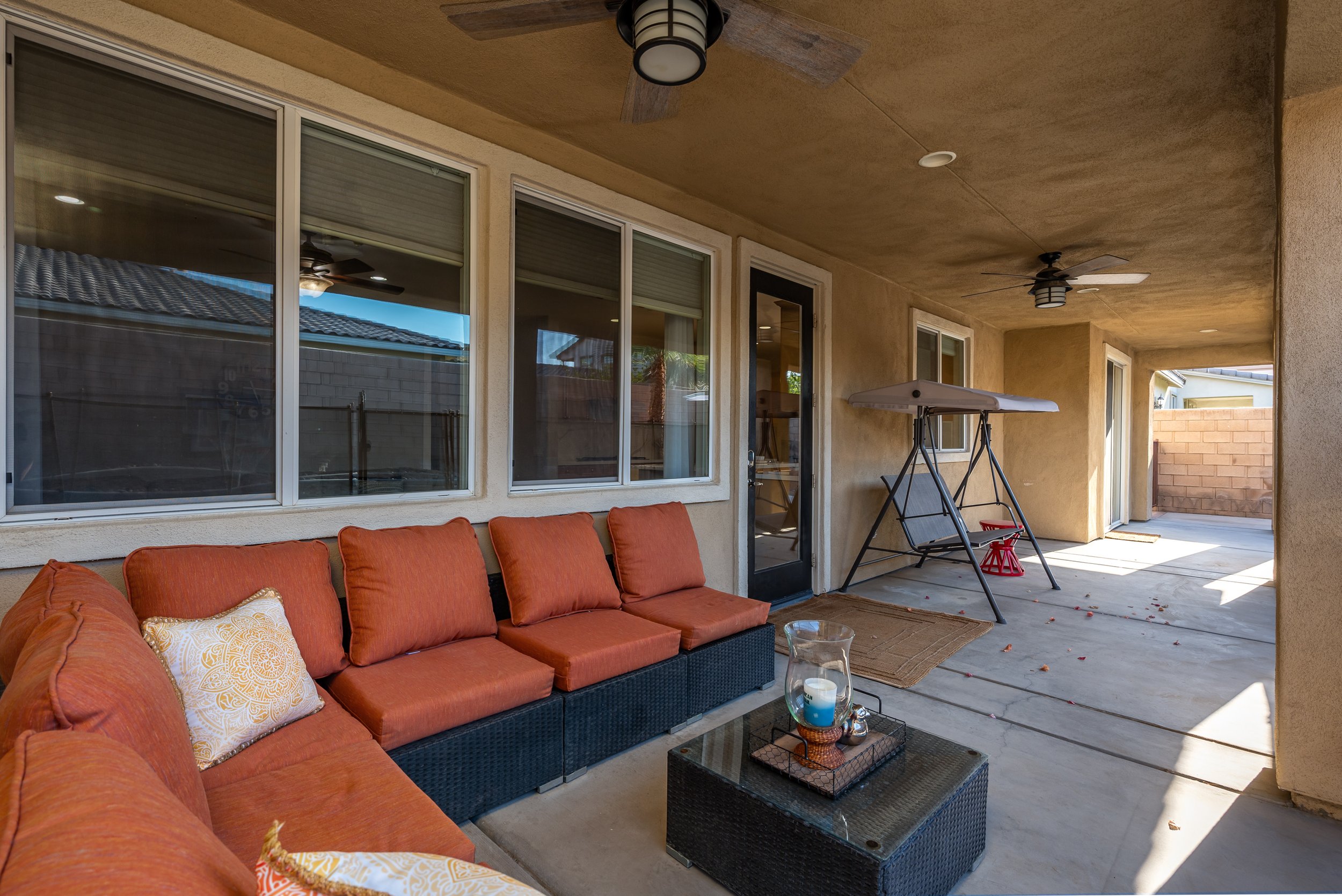Tranquil outdoor patio at Sunset Retreats